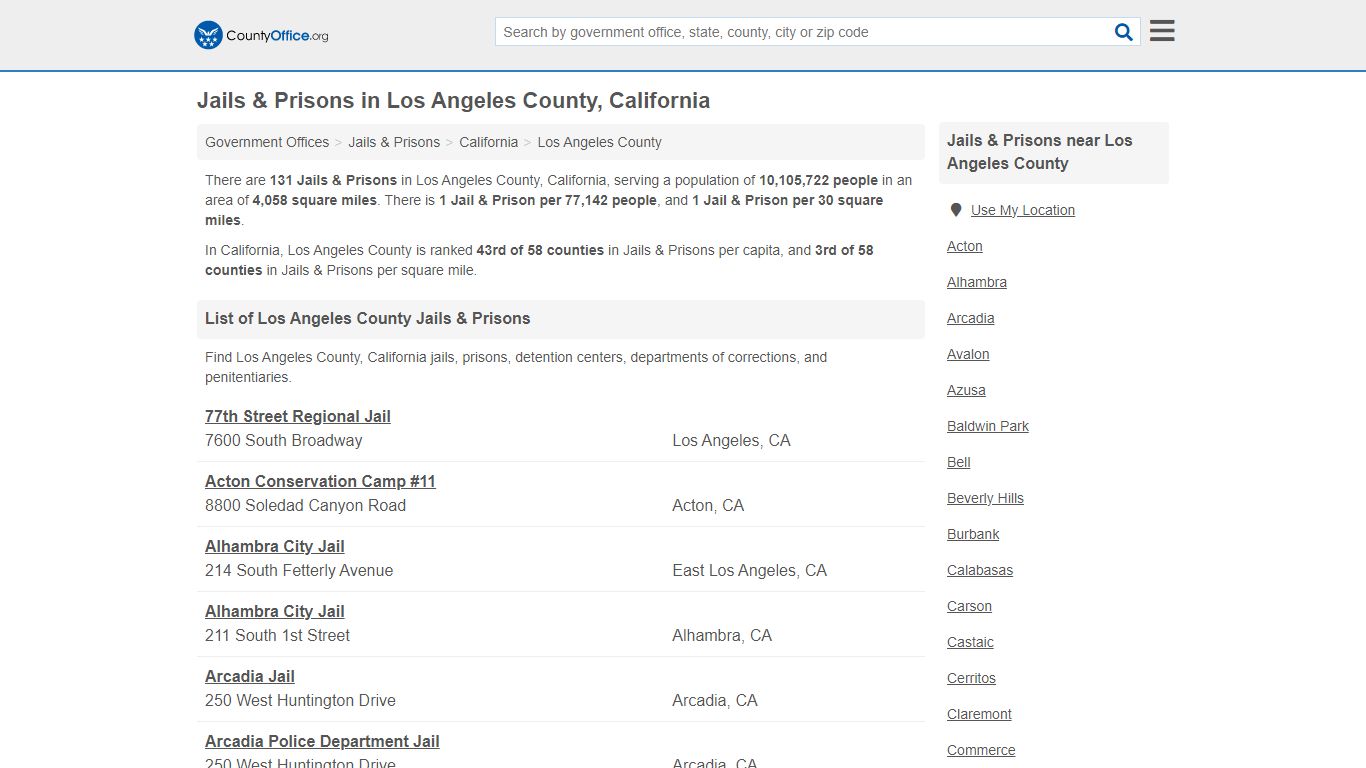 Jails & Prisons - Los Angeles County, CA (Inmate Rosters & Records)